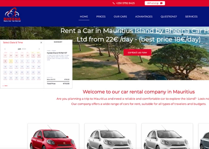 Car rental reservation system Maurice